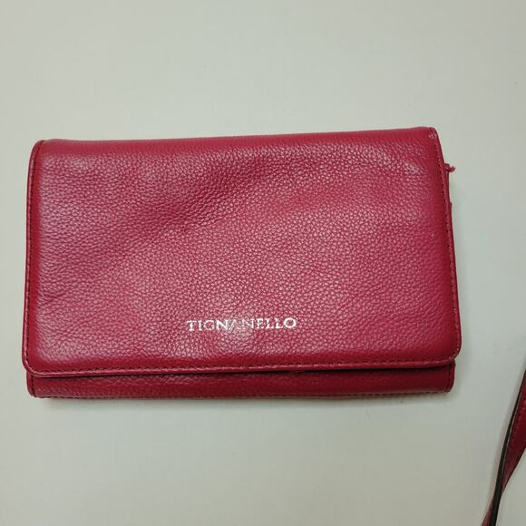 Tignanello Red Leather Cross Body Clutch Convertible Purse Adj. Remove Strap 8x5 - Picture 8 of 9